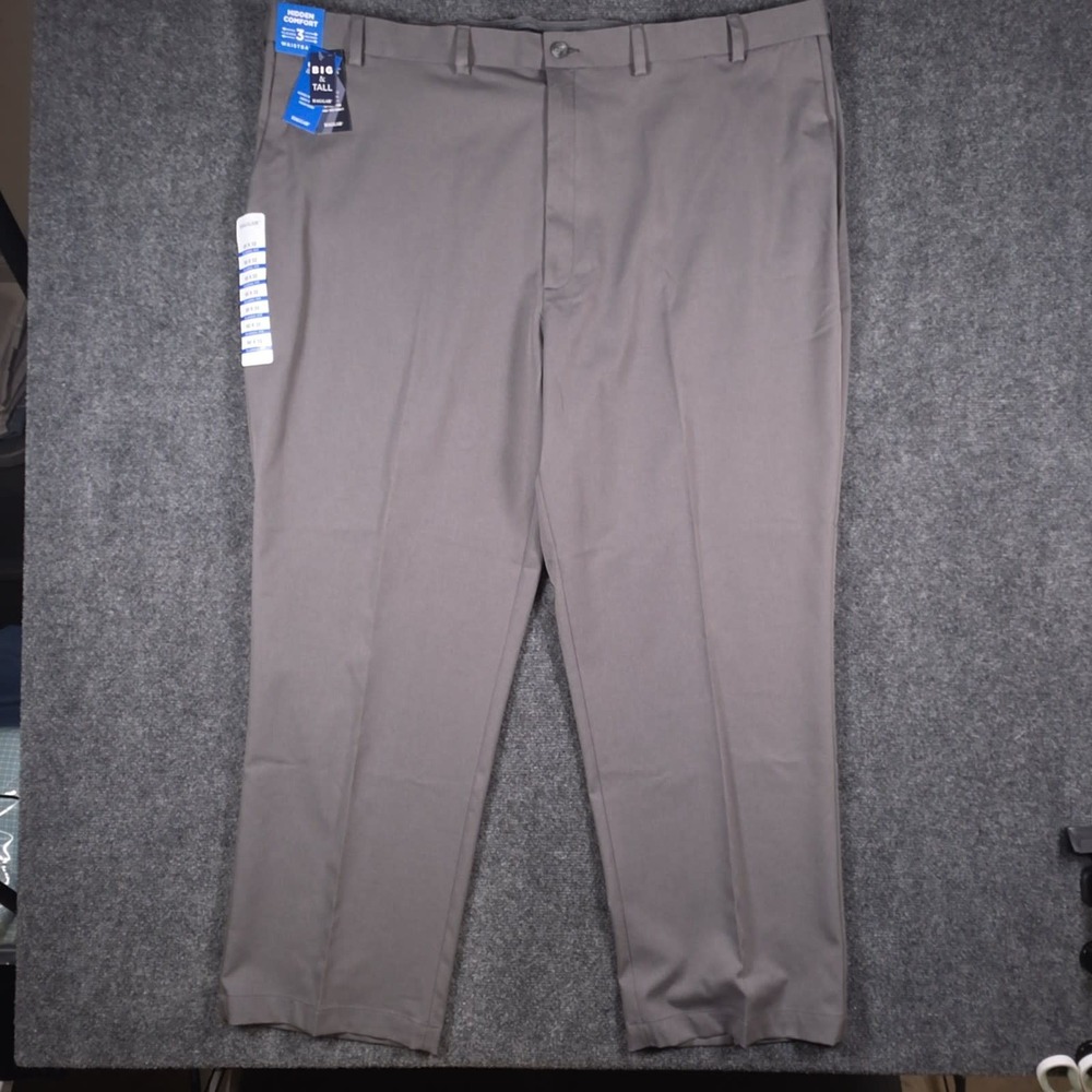 NWT Haggar Cool Right Performance Flex Dress Pants Mens 50x32 Gray Classic Fit